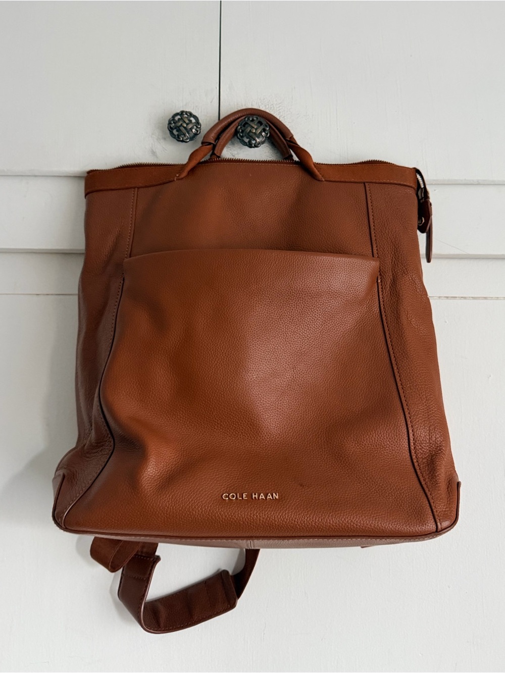 Cole Haan Cognac Leather Backpack Tote